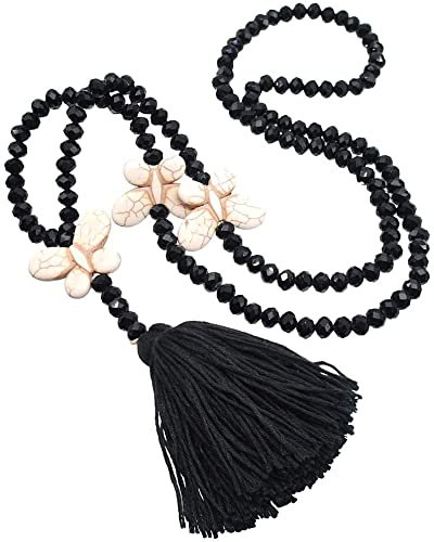 Mode Frauen Pullover Halskette Halsschmuck,Böhmischen Quaste Halskette Lange Bunt Kristall Bead Schnur Kette Damen Halskette,Handgemachte Perlen Kette,Modeschmuck,Bijouterie für Frau,Mutter,Tochter