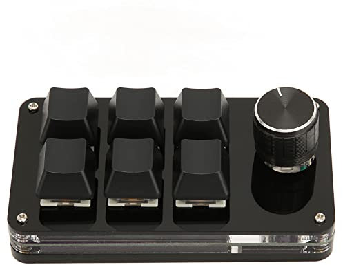 GOWENIC Tastierino Programmabile a 6 Tasti, Tastiera Meccanica Macro a Una Mano con Manopola Tastiera da Gioco OSU per Ufficio, Giochi, Controllo Industriale, Laboratorio