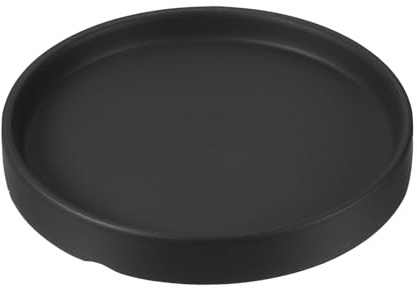 PATIKIL Sottovaso per Vaso da Fiori 5 Pollici, Vassoio Raccolta Ceramica Rotondo per Interni Esterni, Nero