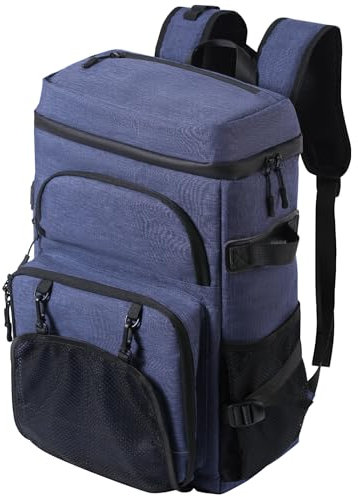 DEWUR Kühlrücksack 35L Thermo Rücksack Kühltasche Wasserdichter Picknickrücksack mit Flaschenöffner für Picknick Camping Strand Wandern Reisen Einkaufen (Blau)