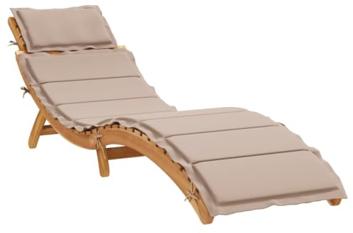 vidaXL Sun lounger Solid Acacia Wood Taupe | Easily customised for lounging preference, Made from solid acacia wood, Foldable design for compact storage