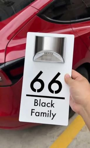 MXN Targa con numeri civici illuminati a energia solare, personalizzabile, impermeabile, 3D, con numeri civici e indirizzi, targa illuminata a LED (15 x 29 cm, bianco nero)