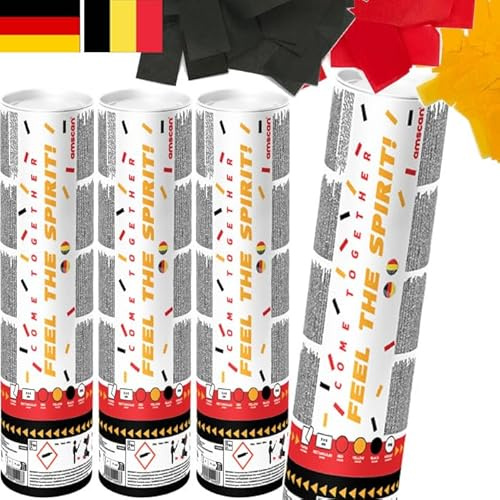 4 x Konfetti-Kanonen für * DEUTSCHLAND * | Länder Konfetti Regen zur Fußball EM 2024 | 2-3m Effekthöhe, 28cm Party Popper mit Papierkonfetti | Shooter Konfettikanone (Deutschland)