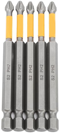 Set di Punte per Avvitatore a Percussione 5 Pezzi Set di Punte per Cacciavite Set di Punte per Trapano a Testa Esagonale Acciaio Legato S2 Utilizzato con Trapano a Mano