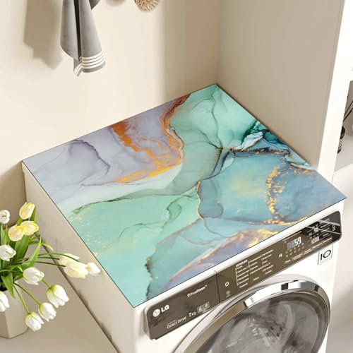Dricar Housse Machine à Laver, 60 x 60cm Protection Machine à Laver Antidérapant, Tapis Machine à Laver Contre Les Rayures du Haut et Dommages pour Machine à Laver ou Sèche Linge (Style B)