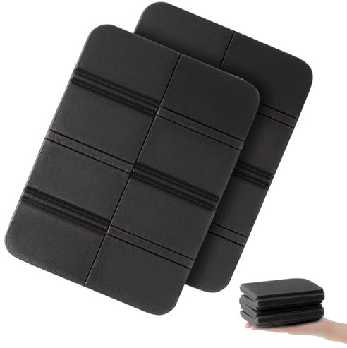 WUFANC Sitzkissen Outdoor Faltbar 2er Set, Wetterfest & Wasserdicht Thermo Sitzunterlage Outdoor Kinder,Leicht & Kompakt, für Wandern, Camping, Stadion, Picknick & Garten (Schwarz+Schwarz)