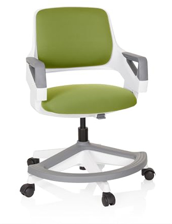 HJH Office KID FLEX sedia girevole per bambini e ragazzi, schienale e poggiapiedi regolabili, Verde Oliva