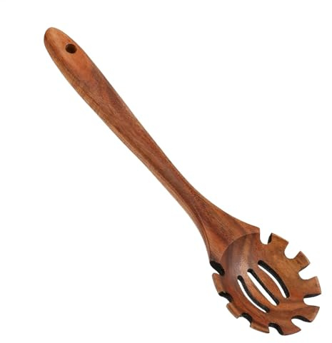 Spagettisked, spagettigaffel, pastasked trä 32 cm, pastatång hängande spagettisked, pastaslev med tänder, noodle slev, spagettitång för spaghettisil diskmaskinssäker