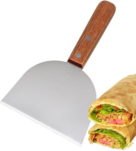 Rasqueta para barbacoa, para la limpieza de la parrilla, pala de pescado de acero inoxidable, rasqueta de alto rendimiento con mango de madera para carne, pizza, pícnic, humburger