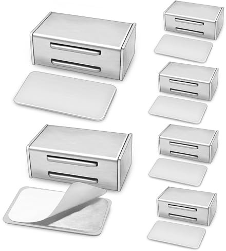 6 Pezzi Calamite per Mobili Chiusura Chiusura magnetica per Ante.Acciaio Inox Forte Calamita Adesive Serratura Magnetica Potenti Adesivo per Porta per Ante Cucina Mobili Magnete Porta Chiusura Mobili