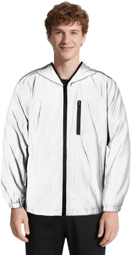 BSBUY Veste Cyclisme Homme, Veste de Réfléchissant à Haute Visibilité à Manches Longues Vélo Homme Femme, Ultra-Léger Respirant-Protection Contre Vent Pluie, pour l'équitation Course Jogging(L-2XL)