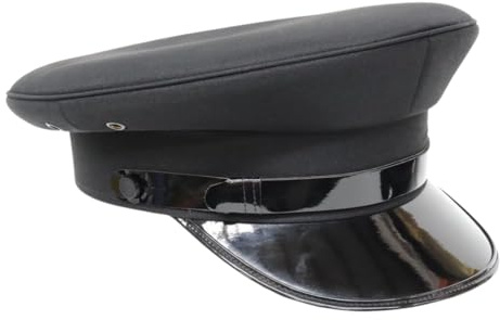House of Velours® Adults Satin Captain, Pilot & Black Chauffeur Hat, Unisex Airline Yacht Captain Cap Fancy Dress Funny Sailor Accessory Party Theme Halloween For Men and Women, Black Chauffeur Hat