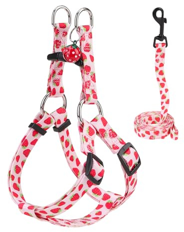 BEAUTYZOO Dog Harness Small Sized Dog Girl, No Pull Dog Harness and Leash Set,Step in Soft Light Puppy Vest, No Choke Heavy Duty Dog Halter with Bell,Breathable Adjustable Nylon Pet Harnesses, Pink S
