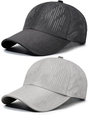 AYPOW Casquette de Baseball Séchage Rapide Homme Femme，2 Pcs Casquette Running de Extérieur Sport Respirantes Légère Anti UV Chapeau Soleil Réglable pour Course à Pied Le Golf Les Loisirs Randonnee