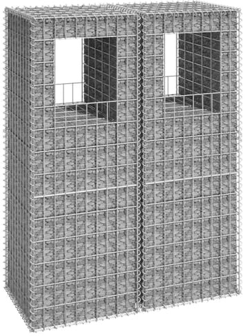 Gabion Basket Posts 2 pcs, 19.7 x 19.7 x 55.1 Inch Garden Wire Gabion Cage for Retaining Wall, Landscaping, Stone Planter, Silver Iron