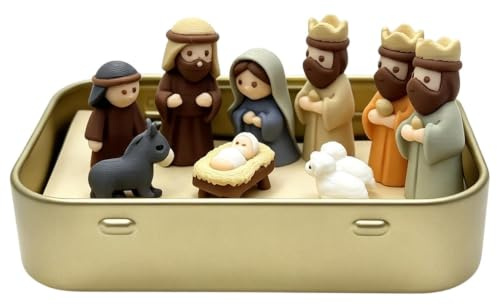 Julkrubba scen uppsättning 3D-utskrivna religiösa miniatyrgestalter i | Julens Krubbscen Figuriner för skrivbord, , vardagsrum, sovrum, bokhyllor, öppna spisar, inomhusbruk, kontor, fönst