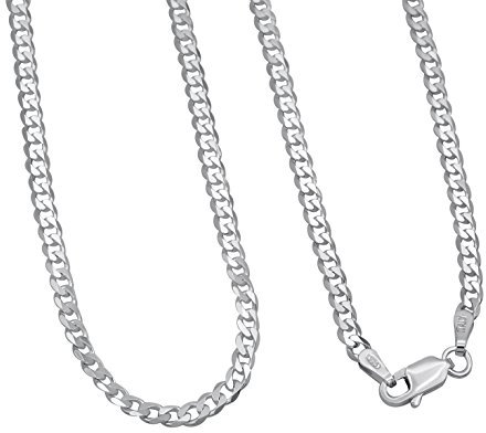 Panzerkette 925 Sterling Silber rhodiniert 3mm breit Länge wählbar 45 50 55 60 cm Silberkette anlaufgeschützt Halskette Kette Damen Herren (45)