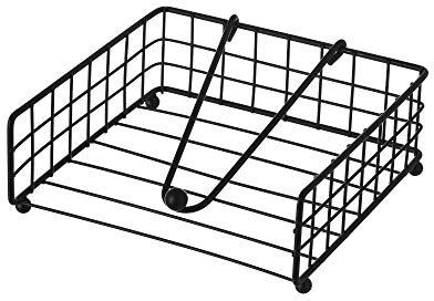 LOLAhome Portatovaglioli quadrato nero industriale in metallo da 19 x 19 x 7 cm