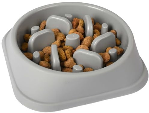 Flamingo Gamelle Anti-glouton pour Chien - Slow Feeder Bobo Rond - Grise - A: 17 cm x B: 4,5 cm x C: 20,5 cm x D: 20,5 cm - 500 ML
