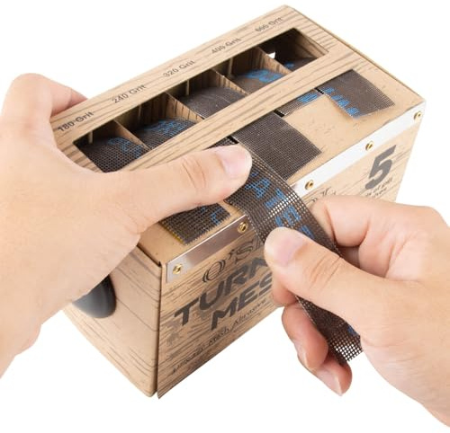 O'SKOOL Turners Mesh Sanding Abrasive Roll with Dispenser – 5 Grits Variety Pack (180, 240, 320, 400, 600)