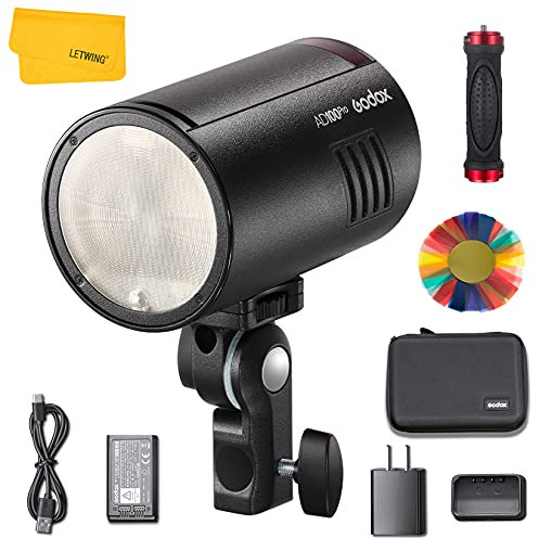 Godox AD100Pro AD100 Pro Pocket Flash, 100W 2.4G Wireless HSS 1/8000s, 2600mAh Li-Ion Akku 360 Full-Power TTL Blitzgeräte Kompatibel für Nikon Canon Sony Fujifilm Olympus Panasonic Pentax Kamera