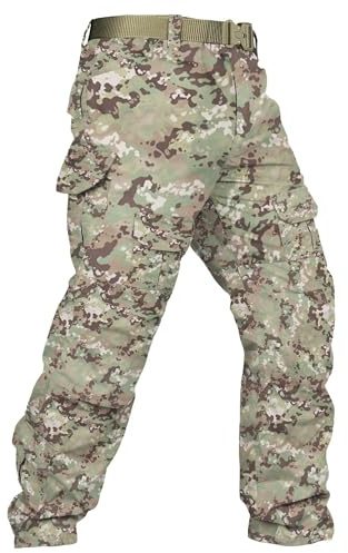 TRGPSG Men's Hiking Pants Outdoor Work Pants Lightweight Travel Tactical Cargo Pants with Multi Pockets WG4F DQ Camo 34