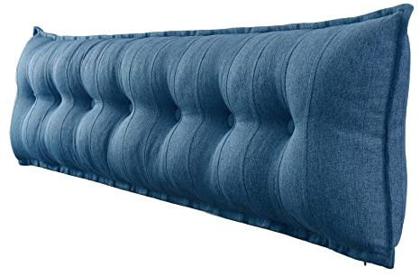 Johnear Cuscini Testata letto Cuscino lombare in lino，Cuscini da Lettura Rettangolare Supporto Posteriore, grande cuscino schienale per divano, Testiera, Cuscino da Parete（blu,200 x 8 x 50 cm）