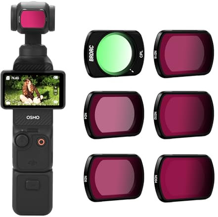 BRDRC Pocket 3 ND-Filter-Set, 6 Stück, CPL ND4 ND8 ND16 ND32 ND64 Objektivfilter für DJI Osmo Pocket 3 Creator Combo Kamerazubehör - Stapelbar