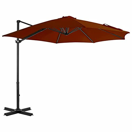 ShCuShan Ampelschirm mit Aluminium-Mast Terrakotta-Rot 300 cm nnenschirm Rasendorn