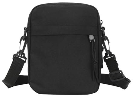 Umhängetaschen,Herrentasche zum Umhängen Klein, Schultertasche,Mini Solid Crossbody,Kuriertasche aus Nylon, kleine umhängetasche damen,Handy Umhängetasche für Reisen, Sport, Laufen, Wandern (Schwarz)