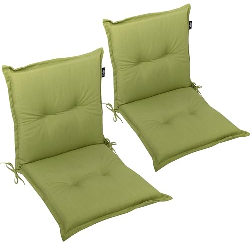 LILENO HOME Gartenstuhl Auflagen als [2er Set - Niedriglehner] in Grün - Bequeme Liegen als Sitzauflagen für Gartenmöbel - Stuhlkissen für Gartenstühle und Klappstühle MAR
