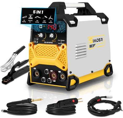 SSIMDER 140Amp 5-in-1 Multiprocess Welder, 110V/230V, with Plastic Welder & Soldering Iron, MIG/Stick/Lift TIG, IGBT Inverter for Auto Repair, Farm, Home DIY