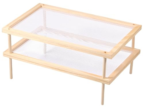 GWCYMYD Trockenplatte für Pasta Holz Pasta Trockner Netz Stapelbar Abnehmbar Nudeltrockner Nudel Trockenplatte Nudeltrockner Nudelständer für Nudeln Kräuter Früchte (Doppelschicht)