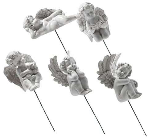 Toyvian 5pcs Décorations d'ange en Résine Blanc pour Pots de Fleurs, Légères et Faciles à Transporter, Vacances et L'aménagement Paysager