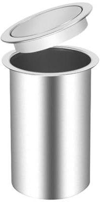 zktoermn Pattumiera da incasso da banco con coperchio basculante, superficie spazzolata, pattumiera da cucina in acciaio inox per ristorante, bagno, ufficio(9l)