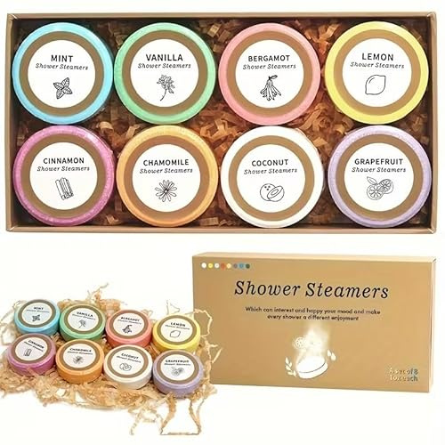 Shower Steamers Aromaterapia - Paquete de 8 bombas de ducha relajantes para mujeres, set de regalo de aromaterapia para el cuidado personal con aromas de spa