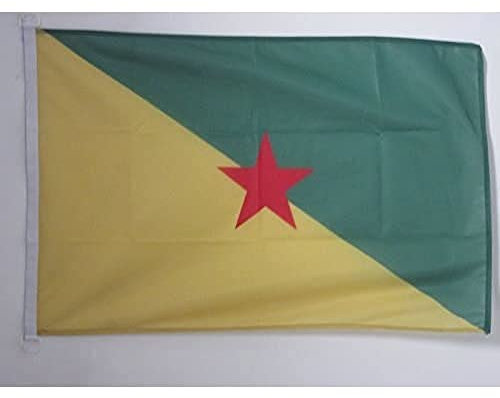 AZ FLAG - Drapeau Guyane française - 45x30 cm - Pavillon Nautique Guyanais - France Spécial Bateau Et Extérieur En Maille Bloquée Avec Anneaux Plastiques Intégrés - 30g