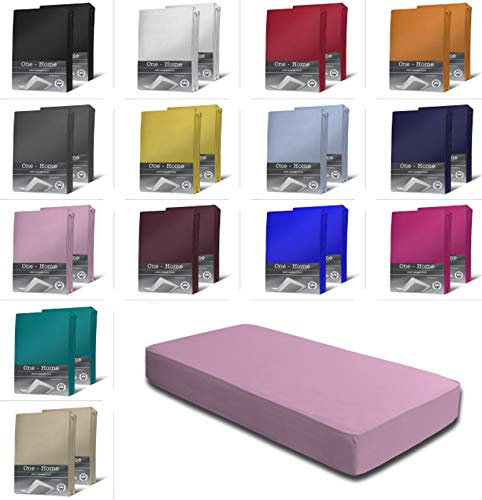 2er Set Jersey Spannbettlaken Spannbetttücher Bettlaken Spannbetttuch weiche Baumwolle mit Rundumgummizug, Farbe: Rosa, Maße: 2er Pack 140-160 x 200 cm