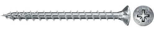 fischer PowerFast II RZF 4.0 x 45 Chipboard Screw (500 Pieces) Fully Threaded, Phillips Countersunk Head, Screw for Woodworking, Reduces Screwing Resistance & Screwing Time