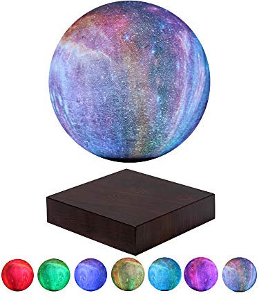 VGAzer schwebende Mondlampe, die frei in der Luft schwebt und sich dreht, mit allmählich wechselnden LED-Lichtern zwischen 7 Farben, dekoratives Licht für Kinderliebhaberfreunde (Quadratische Basis)