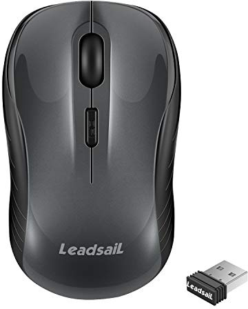 LeadsaiL Wireless Mouse, 2.4Ghz USB Cordless Mouse for Laptop, Compact Silent Mice, 4 Buttons, 3 Adjustable DPI, Ergonomic Optical Mouse for MacOS and Windows Coumpter, Notebook