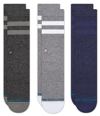 Stance Casual Cotton Crew Joven Socks 3-Pack, Cotton Blend and Cushioning Arch Support, Multicolor Joven Gray Shades, Large