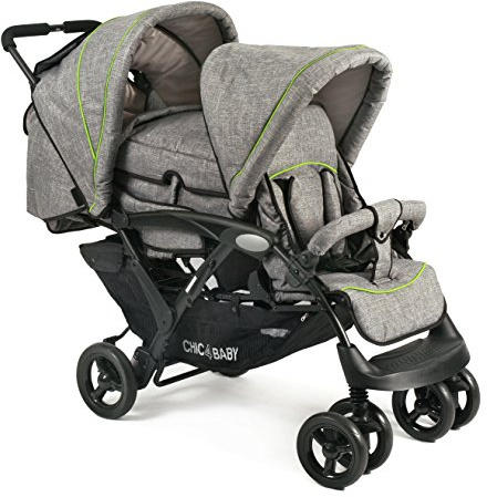 CHIC 4 BABY 275 32 syskonvagn DUO, inklusive bärväska och regnhuva, jeans grå