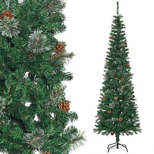 HOMCOM árbol de Navidad Artificial 195 cm 556 Ramas con 27 pinos + Soporte pie Plegable Verde