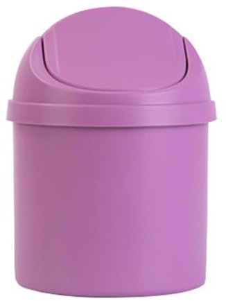 Cyrank Mini Papelera de Escritorio con Tapa abatible, Mini Papelera de plástico Reutilizable, Papelera pequeña para el hogar, Cocina, Mesa de tocador, Dormitorio, baño, Oficina(Púrpura)