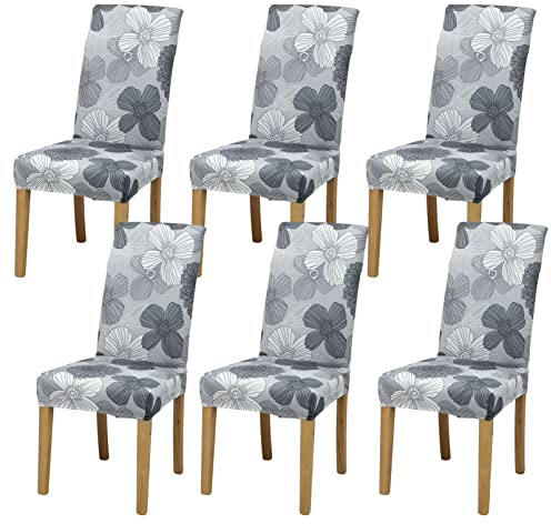 Aisprts Chair Covers for Dining Chairs 6, Set of Elastic Room Covers, Removable Washable Seat with Backrest Home Decor, Kitchen, Room, Party, Hotel