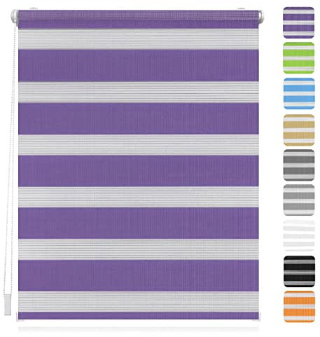 Doppelrollo Klemmfix ohne Bohren 30x150cm Thermisch isoliert, UV-Schutz Duo Rollo Fensterrollo Seitenzugrollo für Büro, Badezimmer Lila