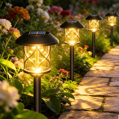 Quntis Luces Solares Jardín 8 Pack, Lámpara LED Solares Camino Exteriores, 30 Lúmenes, IP65 Impermeables Iluminación de Exterior para Paisaje Césped Patio Pasillo Pasarela
