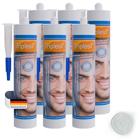 Triplesil Silikon Dichtstoff –6x310 ml Transparent Silikon für Sanitär und Außenbereich-UV & Weather Resistant-silicone sealant for outdoor and indoor-Sanitary & construction Silicone(6x transparent)