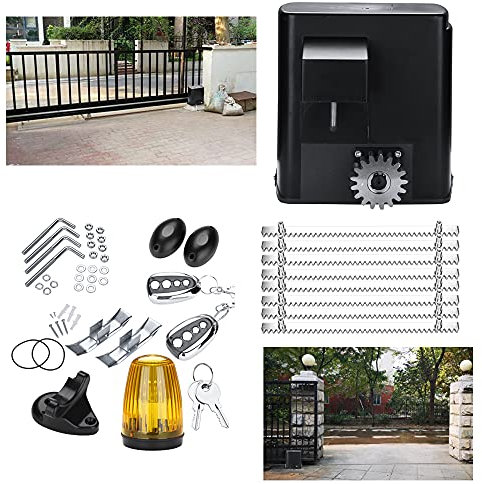 Sonnewelt Schiebetorantrieb automatischer mit 2 Fernbedienungen, Garagentorantrieb 12 m, bis 600 kg Torgewicht, Torantrieb, Hoftorantrieb, Toröffner, 280 W Motor, 30 m Reichweite der Fernbedienung